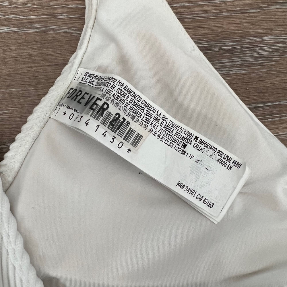 White Ribbed Tie-Front Bikini Set - Picture 8 of 9